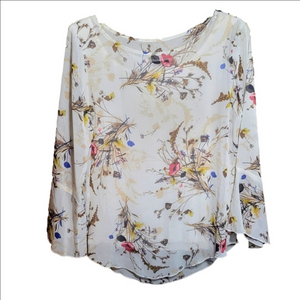 Mercer & Madison med sheer floral elbow length bell sleeve blouse with tank